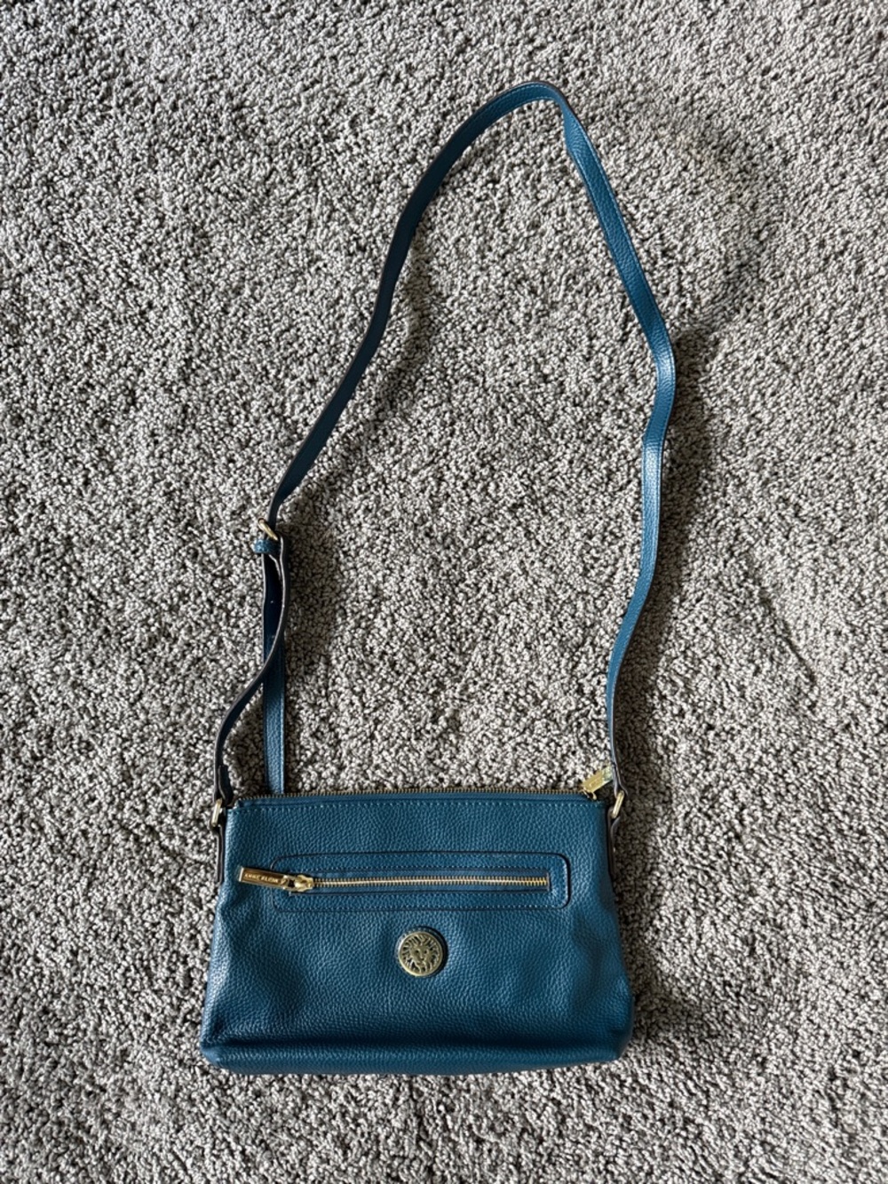 Anne Klein Teal Crossbody Leather Bag